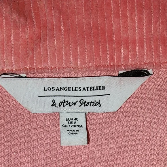 Los Angeles Atelier & Other Stories Coral Corduroy Jumpsuit Size 8 - Picture 12 of 15